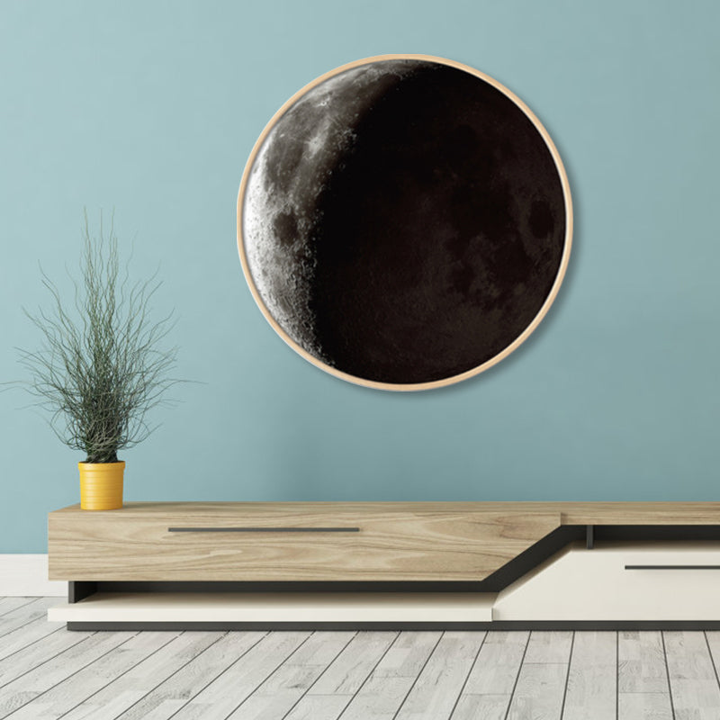 Textured Dark Color Canvas Kids Photo Print 3D Effect Planet Wall Art for Boys Room Clearhalo 'Art Gallery' 'Canvas Art' 'Kids' Arts' 1862346