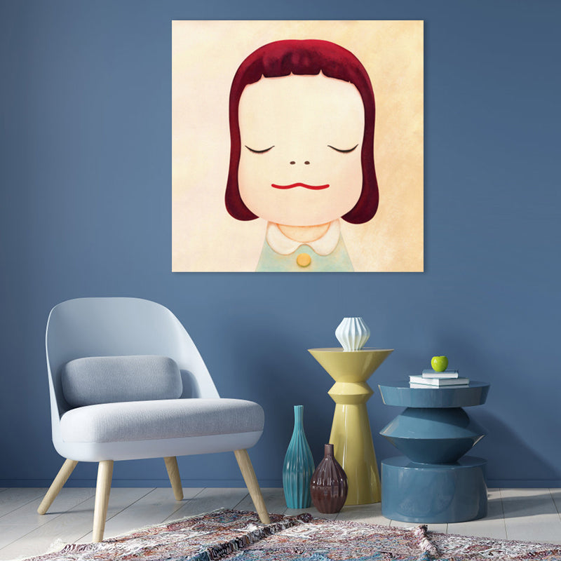 Pastel Illustration Baby Canvas Wall Art Figure Portrait Kids Textured Wall Decor Red Brown Clearhalo 'Art Gallery' 'Canvas Art' 'Kids' Arts' 1862349