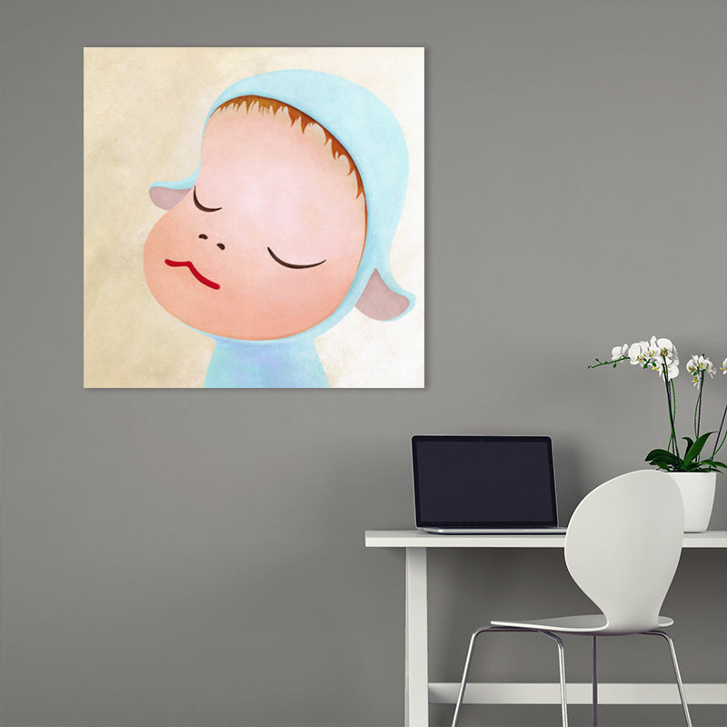 Pastel Illustration Baby Canvas Wall Art Figure Portrait Kids Textured Wall Decor Sky Blue Clearhalo 'Art Gallery' 'Canvas Art' 'Kids' Arts' 1862356