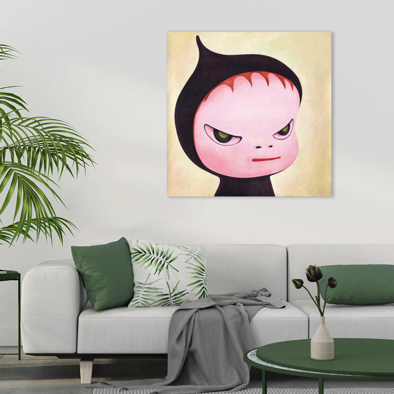 Pastel Illustration Baby Canvas Wall Art Figure Portrait Kids Textured Wall Decor Black Clearhalo 'Art Gallery' 'Canvas Art' 'Kids' Arts' 1862367