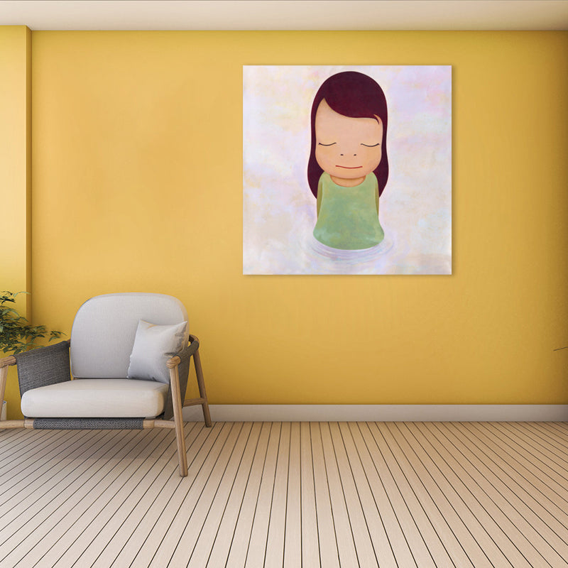 Pastel Illustration Baby Canvas Wall Art Figure Portrait Kids Textured Wall Decor Green Clearhalo 'Art Gallery' 'Canvas Art' 'Kids' Arts' 1862371