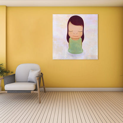 Pastel Illustration Baby Canvas Wall Art Figure Portrait Kids Textured Wall Decor Green Clearhalo 'Art Gallery' 'Canvas Art' 'Kids' Arts' 1862371