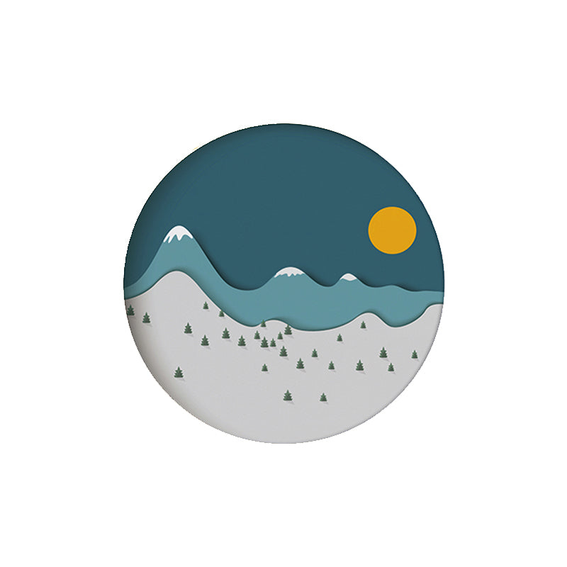 Mountain Forest Canvas House Interior Illustration Landscape Painting in Blue, Textured Clearhalo 'Arts' 'Canvas Art' 1862408