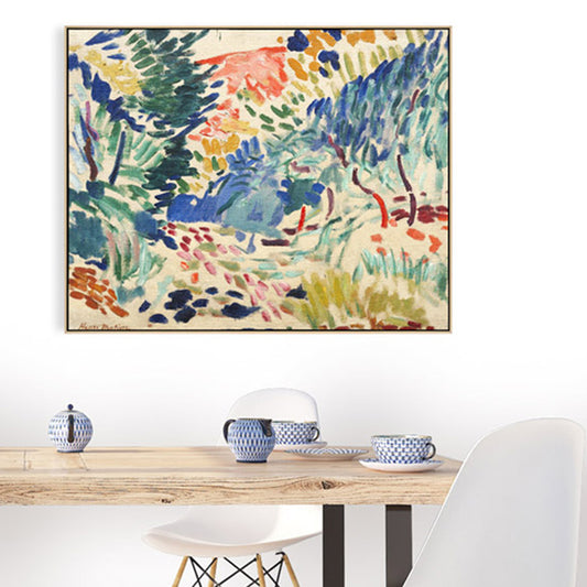 Handgedrukt ingepakte canvas blauw impressionisme stijl muur kunst decor voor zitkamer