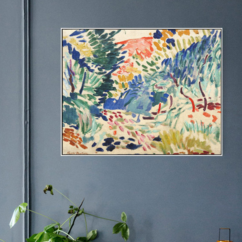 Handgedruckte umwickelte Leinwand blauer Impressionismus -Wandkunstdekor für Wohnzimmer