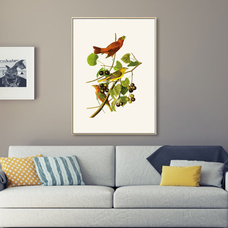 Soft Color Rustic Canvas Art Painting Bird on the Branches Wall Decor for Bedroom Clearhalo 'Art Gallery' 'Canvas Art' 'Country Art Gallery' 'French Country' 'Rustic' Arts' 1862448