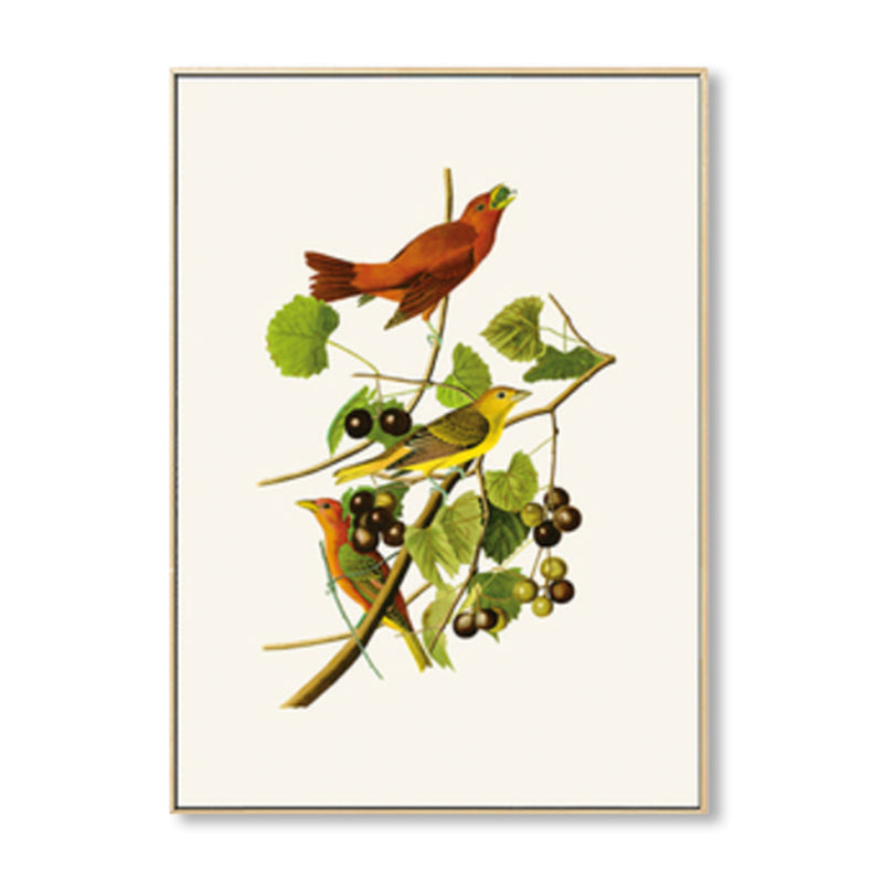 Soft Color Rustic Canvas Art Painting Bird on the Branches Wall Decor for Bedroom Clearhalo 'Art Gallery' 'Canvas Art' 'Country Art Gallery' 'French Country' 'Rustic' Arts' 1862449