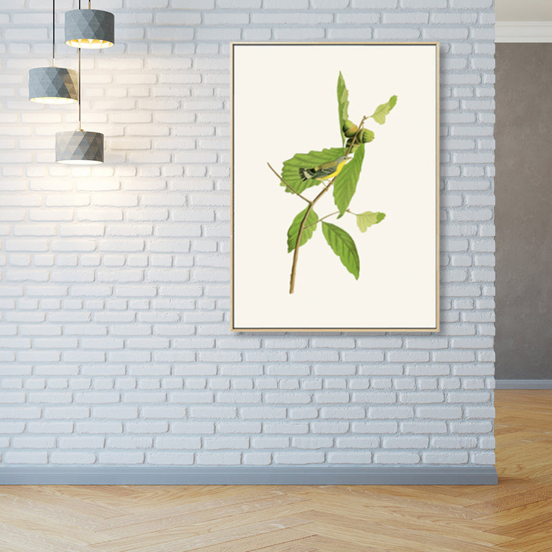 Soft Color Rustic Canvas Art Painting Bird on the Branches Wall Decor for Bedroom Green Clearhalo 'Art Gallery' 'Canvas Art' 'Country Art Gallery' 'French Country' 'Rustic' Arts' 1862453