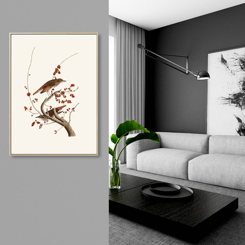 Soft Color Rustic Canvas Art Painting Bird on the Branches Wall Decor for Bedroom Clearhalo 'Art Gallery' 'Canvas Art' 'Country Art Gallery' 'French Country' 'Rustic' Arts' 1862462