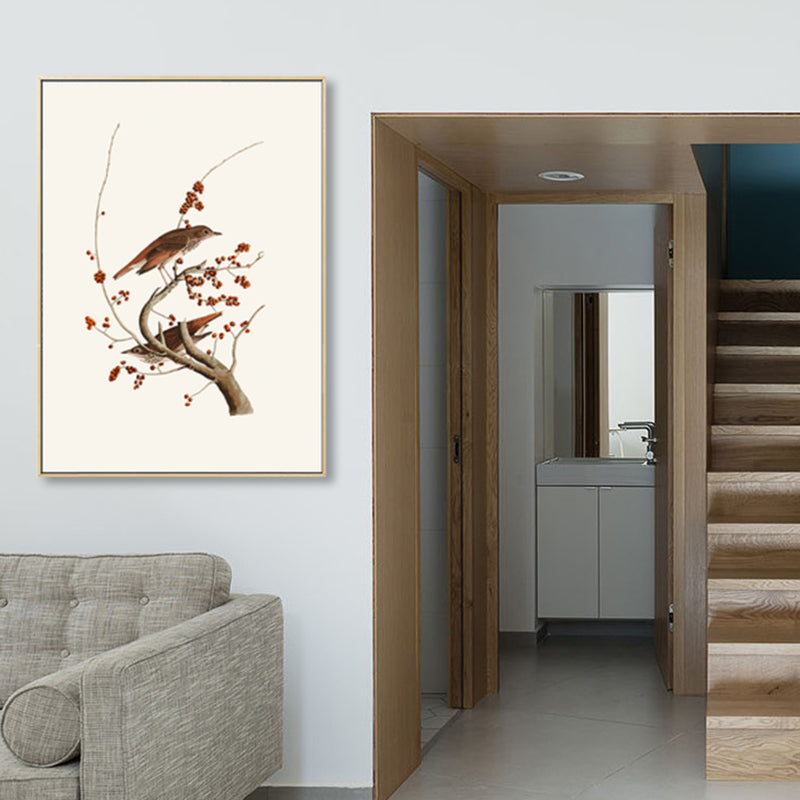Soft Color Rustic Canvas Art Painting Bird on the Branches Wall Decor for Bedroom Clearhalo 'Art Gallery' 'Canvas Art' 'Country Art Gallery' 'French Country' 'Rustic' Arts' 1862463