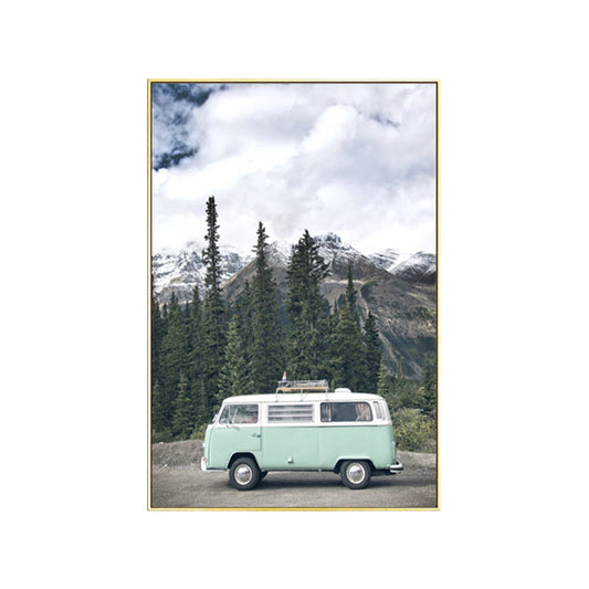 Mini Van in Forest Canvas Print Contemporary Textured Drawing Room Wall Art Decor Clearhalo 'Art Gallery' 'Canvas Art' 'Contemporary Art Gallery' 'Modern' Arts' 1862468