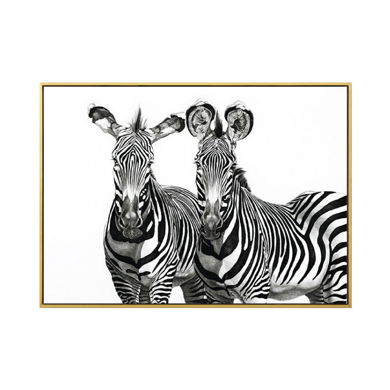 Black Zebras Canvas Wall Art Animal Kids Style Textured Wall Decor for Living Room Clearhalo 'Art Gallery' 'Canvas Art' 'Kids' Arts' 1862476