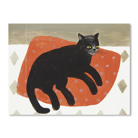 Cat on Pillow Wall Decor Modern Domestic Animal Wrapped Canvas in Red for Family Room Clearhalo 'Art Gallery' 'Canvas Art' 'Contemporary Art Gallery' 'Modern' Arts' 1862525