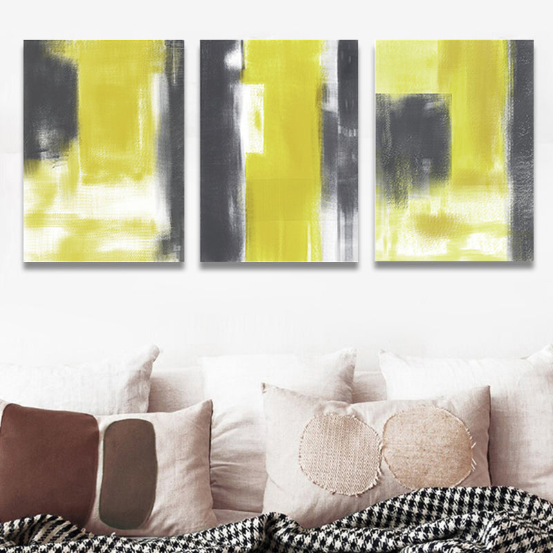 Brush Stroke Wall Decor Abstract Expressionism Canvas Multi-Piece Painting in Soft Color - Yellow - Clearhalo - 'Arts' - 'Canvas Art' - 1862556