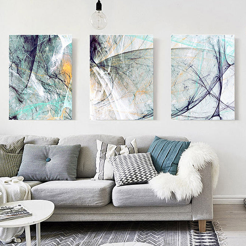 Brush Stroke Wall Decor Abstract Expressionism Canvas Multi-Piece Painting in Soft Color - Blue - Clearhalo - 'Arts' - 'Canvas Art' - 1862564