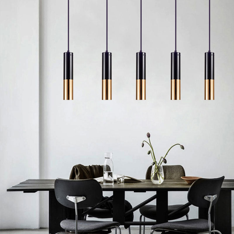 Black and Gold Cylinder Pendant Lighting Single Light Modern Metal Hanging Lamp for Bar Cafe Clearhalo 'Ceiling Lights' 'Modern Pendants' 'Modern' 'Pendant Lights' 'Pendants' Lighting' 186257