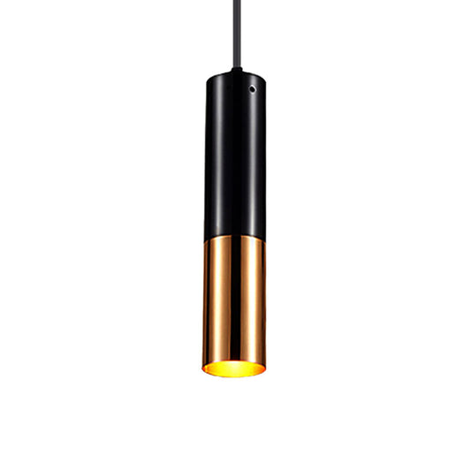 Black and Gold Cylinder Pendant Lighting Single Light Modern Metal Hanging Lamp for Bar Cafe Clearhalo 'Ceiling Lights' 'Modern Pendants' 'Modern' 'Pendant Lights' 'Pendants' Lighting' 186258