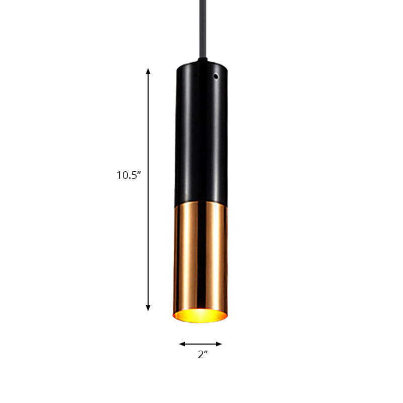 Black and Gold Cylinder Pendant Lighting Single Light Modern Metal Hanging Lamp for Bar Cafe Clearhalo 'Ceiling Lights' 'Modern Pendants' 'Modern' 'Pendant Lights' 'Pendants' Lighting' 186259