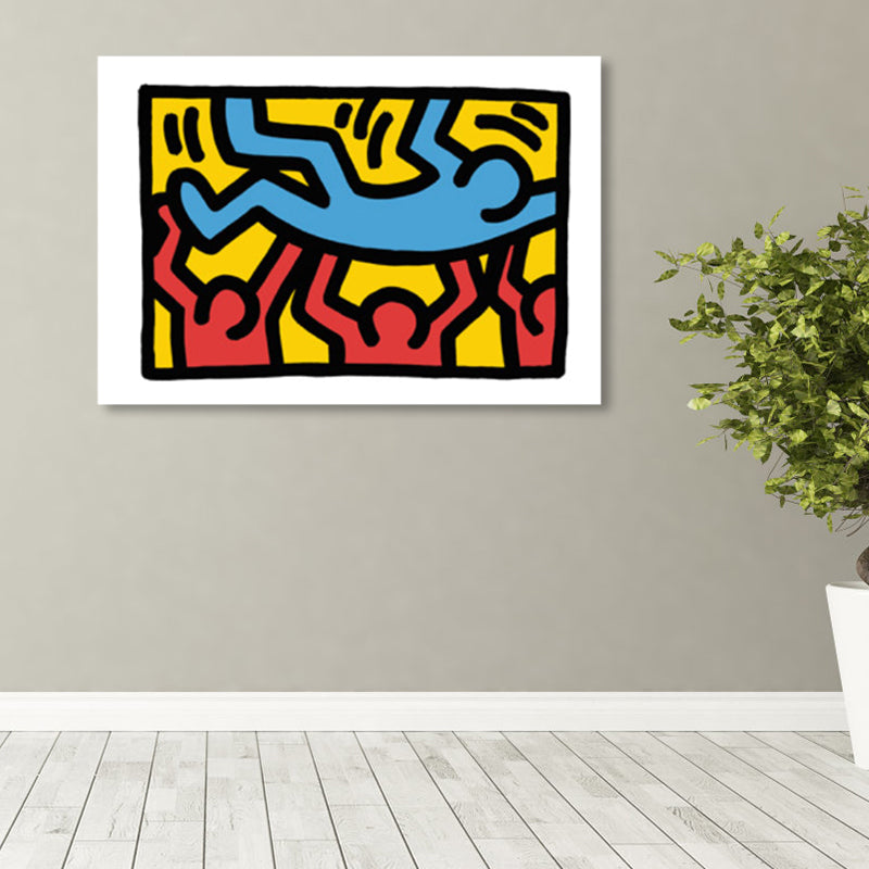 Novel Figure Graphic Painting Pop Art Canvas Wall Decor in Light Color for Bathroom Clearhalo 'Arts' 'Canvas Art' 1862647