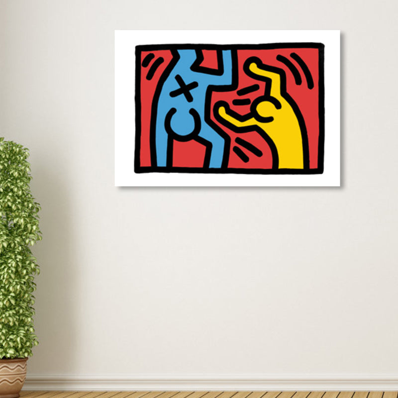 Novel Figure Graphic Painting Pop Art Canvas Wall Decor in Light Color for Bathroom Red Clearhalo 'Arts' 'Canvas Art' 1862650