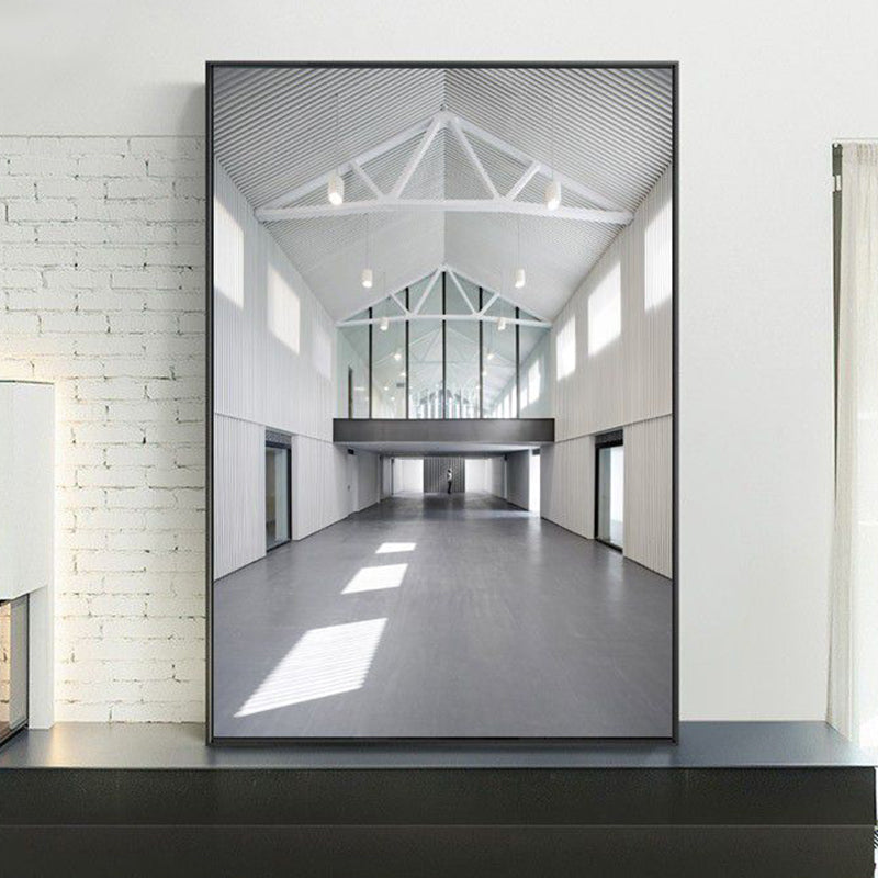 Photo Hallway Canvas Contemporary Style Building Painting in Light Color for Study Room Clearhalo 'Art Gallery' 'Canvas Art' 'Contemporary Art Gallery' 'Modern' Arts' 1862655