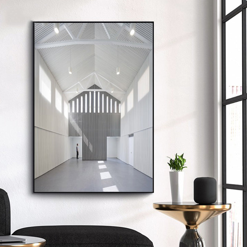Photo Hallway Canvas Contemporary Style Building Painting in Light Color for Study Room Clearhalo 'Art Gallery' 'Canvas Art' 'Contemporary Art Gallery' 'Modern' Arts' 1862664