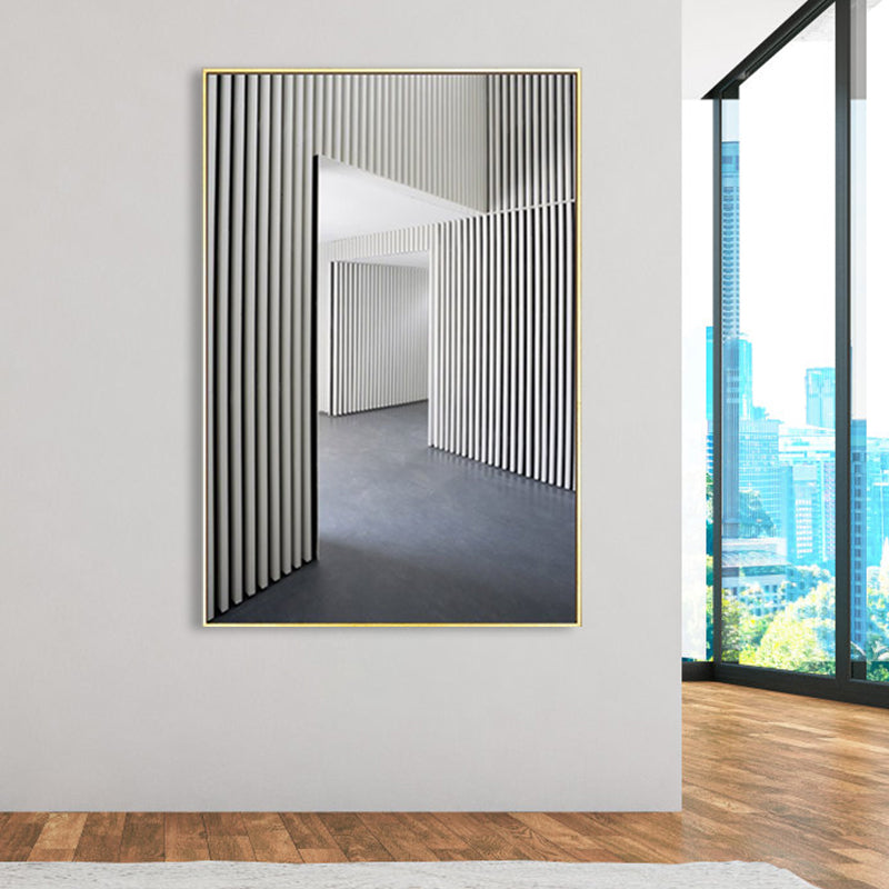 Photo Hallway Canvas Contemporary Style Building Painting in Light Color for Study Room Clearhalo 'Art Gallery' 'Canvas Art' 'Contemporary Art Gallery' 'Modern' Arts' 1862676