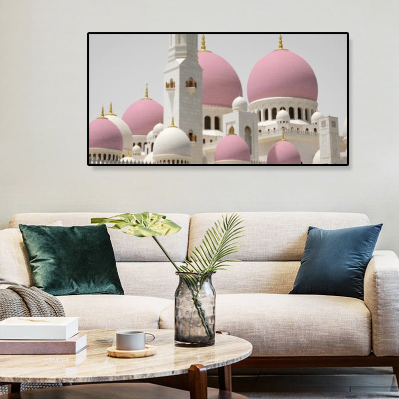 Domed Architecture Canvas Art Print Pink Modern Wall Decor for Bedroom, Multiple Sizes Pink Clearhalo 'Art Gallery' 'Canvas Art' 'Contemporary Art Gallery' 'Modern' Arts' 1862678