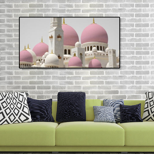 Domed Architecture Canvas Art Print Pink Modern Wall Decor for Bedroom, Multiple Sizes Clearhalo 'Art Gallery' 'Canvas Art' 'Contemporary Art Gallery' 'Modern' Arts' 1862679