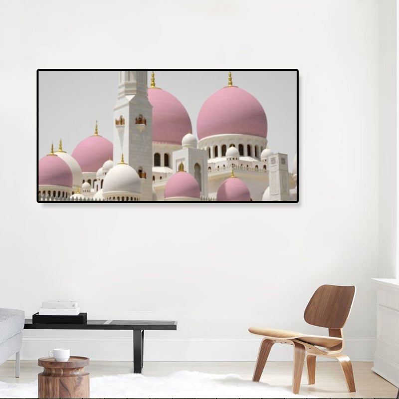 Domed Architecture Canvas Art Print Pink Modern Wall Decor for Bedroom, Multiple Sizes Clearhalo 'Art Gallery' 'Canvas Art' 'Contemporary Art Gallery' 'Modern' Arts' 1862680