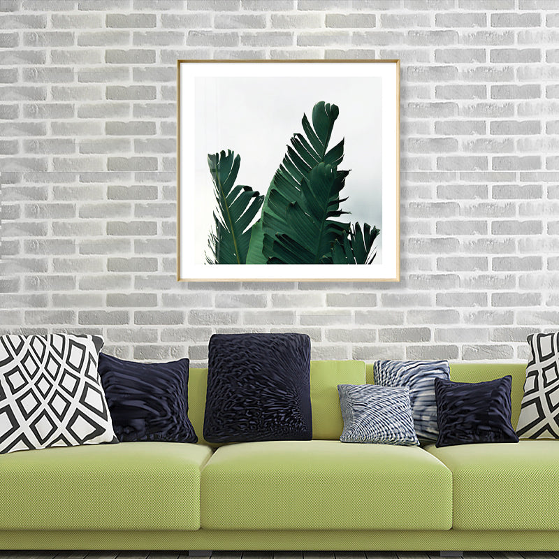 Green Banana Leaves Canvas Print Botanical Tropix Textured Wall Art for Dining Room Clearhalo 'Art Gallery' 'Canvas Art' 'Coastal Art Gallery' 'Tropical' Arts' 1862688