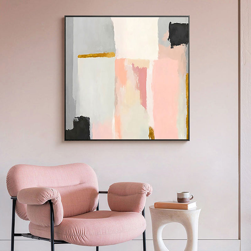 Abstract Expressionism Style Watercolor Canvas Pastel Color Boys Bedroom Wall Art Decor Pink Clearhalo 'Arts' 'Canvas Art' 1862718