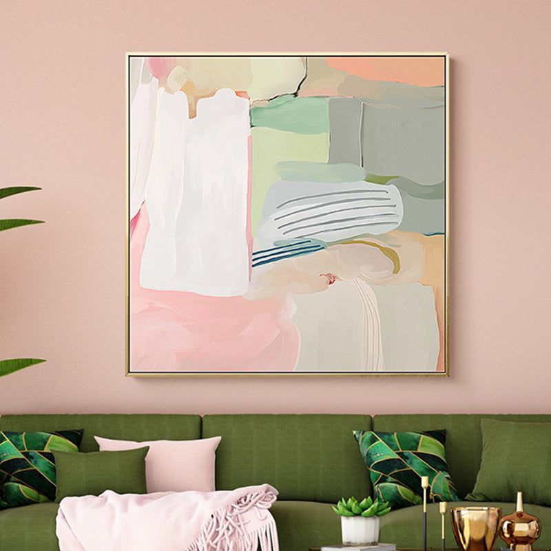 Abstract Expressionism Style Watercolor Canvas Pastel Color Boys Bedroom Wall Art Decor White Clearhalo 'Arts' 'Canvas Art' 1862725