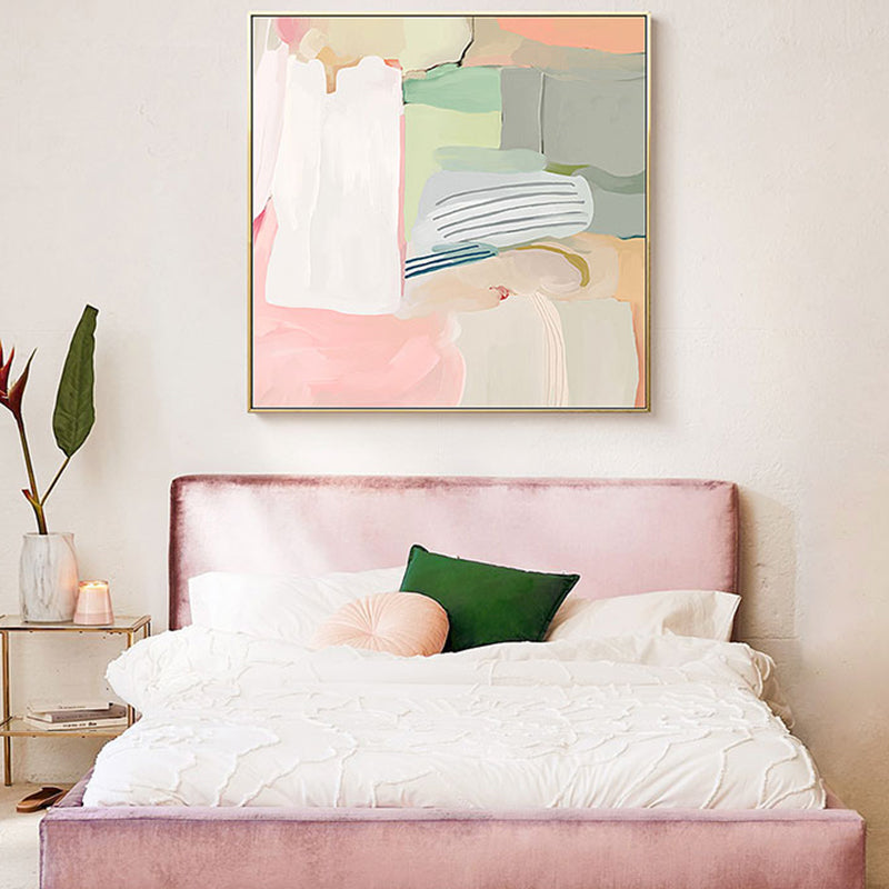 Abstract Expressionism Style Watercolor Canvas Pastel Color Boys Bedroom Wall Art Decor Clearhalo 'Arts' 'Canvas Art' 1862727