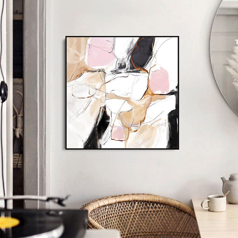 Abstract Expressionism Style Watercolor Canvas Pastel Color Boys Bedroom Wall Art Decor Brown Clearhalo 'Arts' 'Canvas Art' 1862729