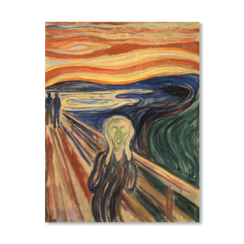 Figure on Wooden Bridge Art Print Abstract Expressionism Canvas Wall Decor in Soft Color for Room Clearhalo 'Arts' 'Canvas Art' 1862756