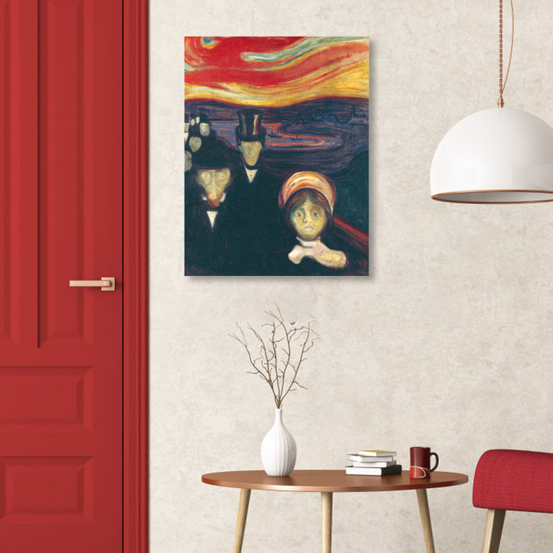 Figure on Wooden Bridge Art Print Abstract Expressionism Canvas Wall Decor in Soft Color for Room Clearhalo 'Arts' 'Canvas Art' 1862762