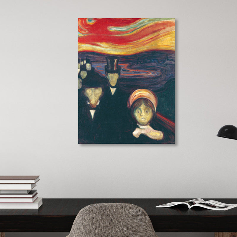 Figure on Wooden Bridge Art Print Abstract Expressionism Canvas Wall Decor in Soft Color for Room Clearhalo 'Arts' 'Canvas Art' 1862763