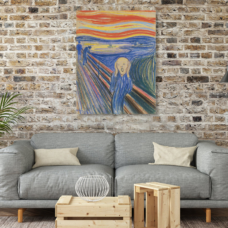 Figure on Wooden Bridge Art Print Abstract Expressionism Canvas Wall Decor in Soft Color for Room Clearhalo 'Arts' 'Canvas Art' 1862767