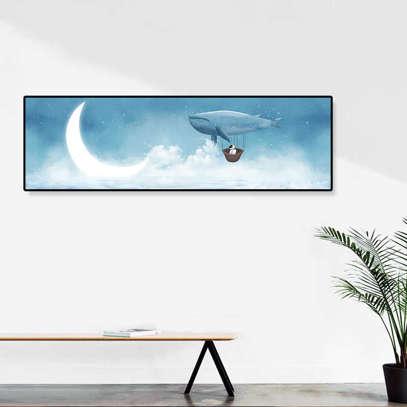 Soft Color Illustrated Whale Wrapped Canvas Textured Children's Art Living Room Wall Decor Clearhalo 'Art Gallery' 'Canvas Art' 'Kids' Arts' 1862770