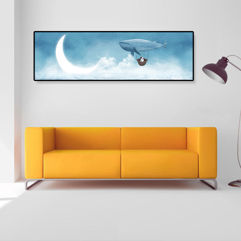 Soft Color Illustrated Whale Wrapped Canvas Textured Children's Art Living Room Wall Decor Clearhalo 'Art Gallery' 'Canvas Art' 'Kids' Arts' 1862771