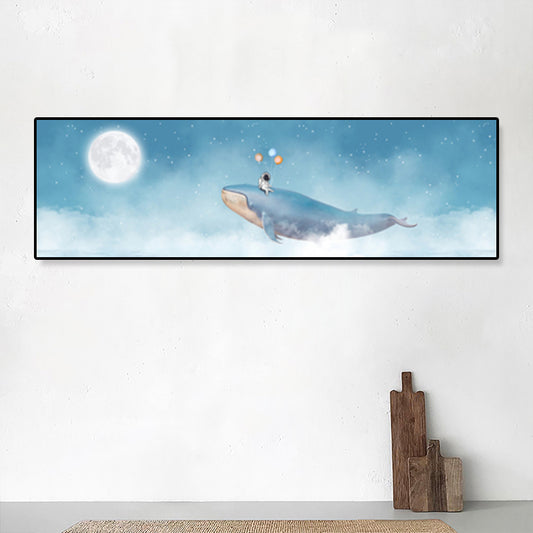Soft Color Illustrated Whale Wrapped Canvas Textured Children's Art Living Room Wall Decor Clearhalo 'Art Gallery' 'Canvas Art' 'Kids' Arts' 1862775