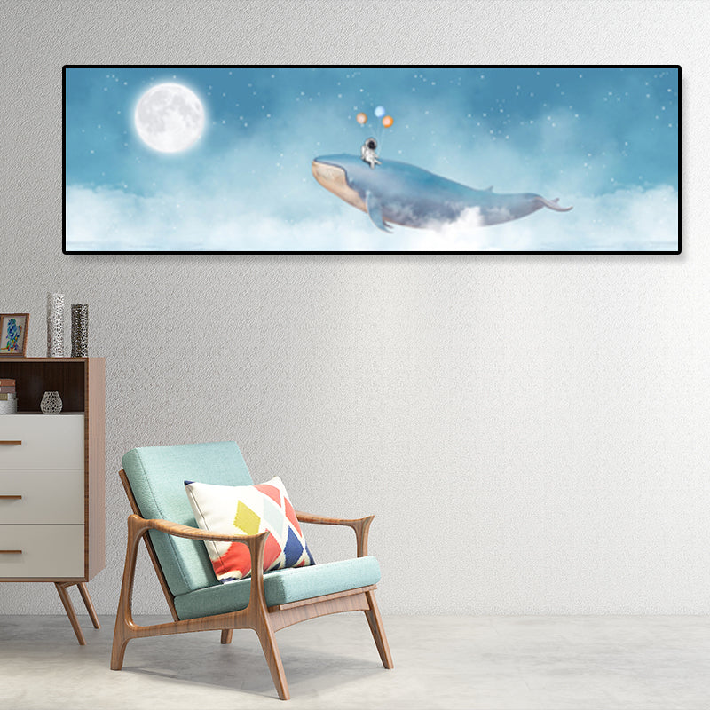 Soft Color Illustrated Whale Wrapped Canvas Textured Children's Art Living Room Wall Decor Clearhalo 'Art Gallery' 'Canvas Art' 'Kids' Arts' 1862776