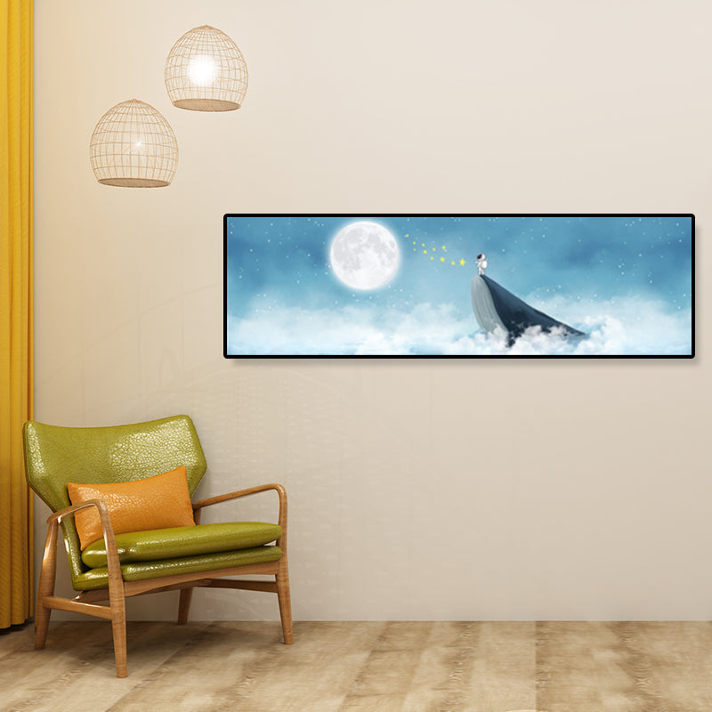 Soft Color Illustrated Whale Wrapped Canvas Textured Children's Art Living Room Wall Decor Clearhalo 'Art Gallery' 'Canvas Art' 'Kids' Arts' 1862779