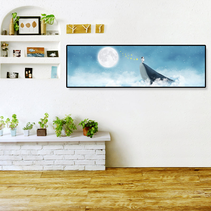 Soft Color Illustrated Whale Wrapped Canvas Textured Children's Art Living Room Wall Decor Clearhalo 'Art Gallery' 'Canvas Art' 'Kids' Arts' 1862780