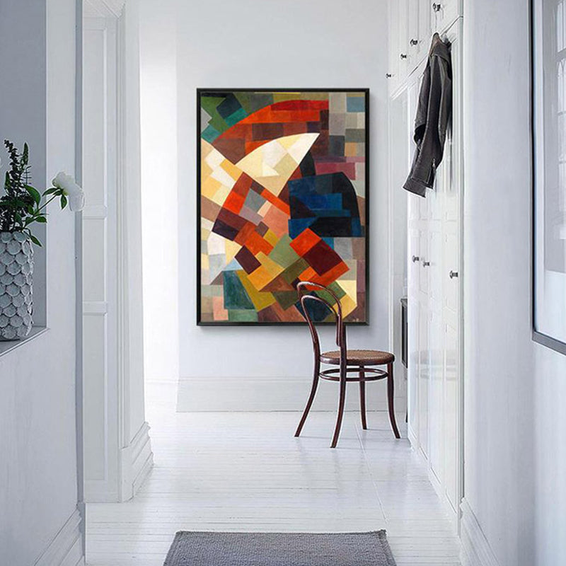 Cubism Style Color Block Wall Art Decor Brown Dining Room Canvas Print, Multiple Sizes Clearhalo 'Arts' 'Canvas Art' 1862794