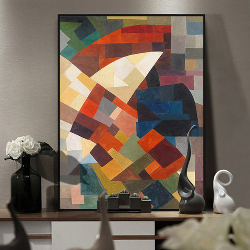 Cubism Style Color Block Wall Art Decor Brown Dining Room Canvas Print, Multiple Sizes Clearhalo 'Arts' 'Canvas Art' 1862795