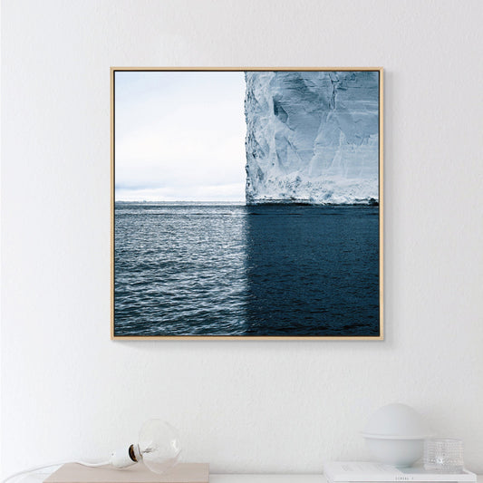 Canvas Blue Art Print Modern Ice and Sea Scenery Wall Decor, Multiple Size Options Blue Clearhalo 'Art Gallery' 'Canvas Art' 'Contemporary Art Gallery' 'Modern' Arts' 1862812