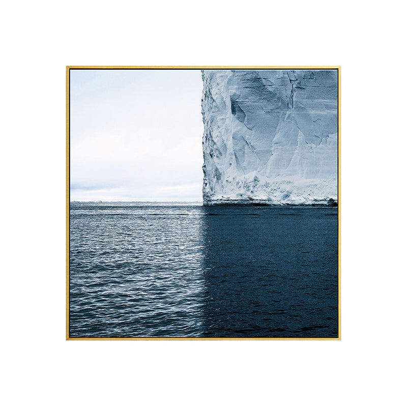 Canvas Blue Art Print Modern Ice and Sea Scenery Wall Decor, Multiple Size Options Clearhalo 'Art Gallery' 'Canvas Art' 'Contemporary Art Gallery' 'Modern' Arts' 1862815