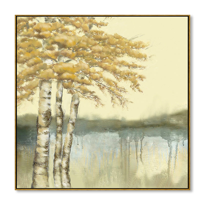 Soft Color Riverside Tree Canvas Art Landscape Country Textured Painting for Bedroom Clearhalo 'Art Gallery' 'Canvas Art' 'Country Art Gallery' 'French Country' 'Rustic' Arts' 1862852